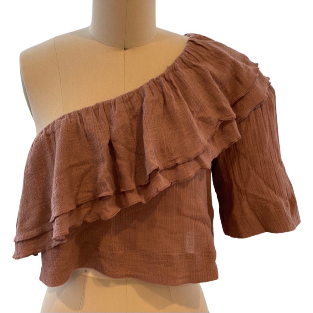 Apiece Apart Crop One Shoulder Top SIZE SMALL
